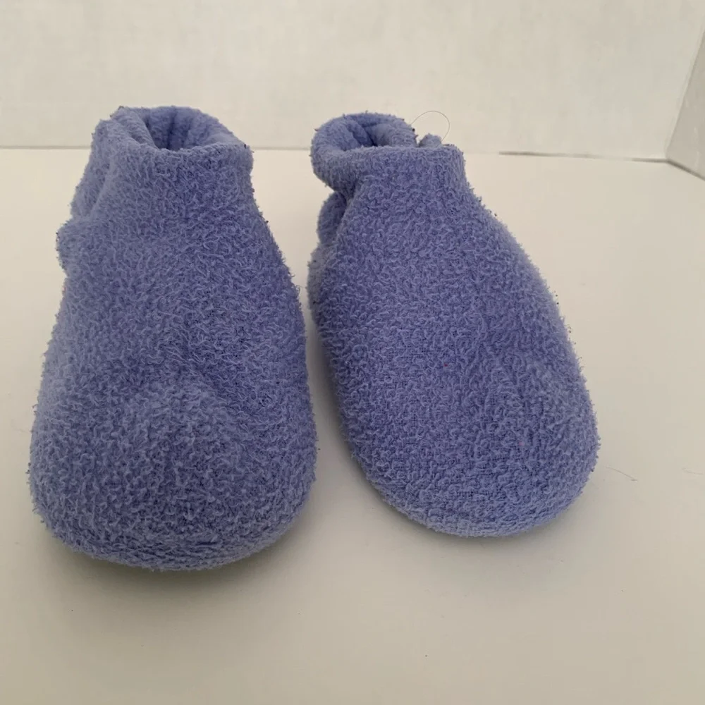 VTG Old Navy Slippers Booties Girls 2T Blue Rubber Soles Fleece Soft Cozy Warm